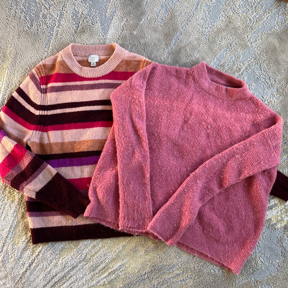 Two comfy sweaters, pink, cozy, everyday wear